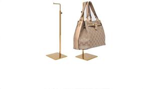 img 1 attached to 👜 Stylish and Convenient Gold Metal Handbag Rack - Adjustable Display Stand for Handbags and Purses with Single Hook Holder - B&NN Tabletop Bag Stand