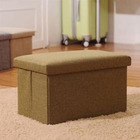 img 4 attached to 🪑 Inoutdoorkit Small Linen Folding Storage Ottoman Bench Cube Foot Stool, Footrest Step Stool for Living Room, Bedroom, Office, Garden, Traveling, Fishing, Camping 16x10x10 (Green)