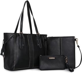 img 4 attached to 👜 Stylish and Functional: Montana West Purses and Handbags - 3pcs Tote Purse, Wallet, and Shoulder Bag Set for Women