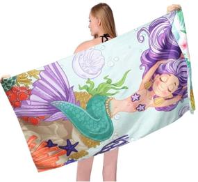 img 4 attached to 🏖️ Microfiber Sand Free Beach Towel: Fast Drying, Super Absorbent, Lightweight, Thin Pool & Beach Towels for Kids, Girls, Adults - Mermaid Pineapple Design