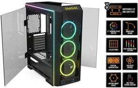 img 3 attached to 🕹️ GAMDIAS TALOS P1A RGB Gaming Mid-Tower Case: Four-Sided Tempered Glass, Four LED Strip, Switchable IO Port, Three RGB Fans, Sync Motherboard Cases