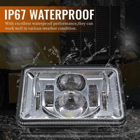 img 2 attached to 💡 XPCTD 60W 4x6 дюймовые LED-фары: Одобрено DOT, прямоугольники для замены Питербилт, Кенворт, Фрейтлайнер и многое другое (хром, 4 шт)