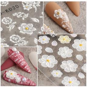 img 2 attached to 5D Stereoscopic Embossed Nail Art Stickers: White Flower & Butterfly Nail Decals, Self-Adhesive Relief Design - DIY Nail Decorations for Women - Acrylic Nail Supplies (3 Sheets)