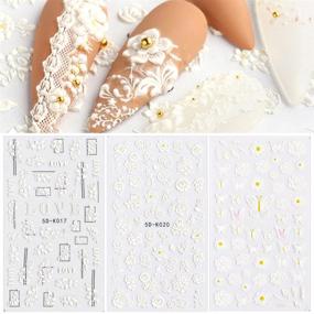 img 4 attached to 5D Stereoscopic Embossed Nail Art Stickers: White Flower & Butterfly Nail Decals, Self-Adhesive Relief Design - DIY Nail Decorations for Women - Acrylic Nail Supplies (3 Sheets)