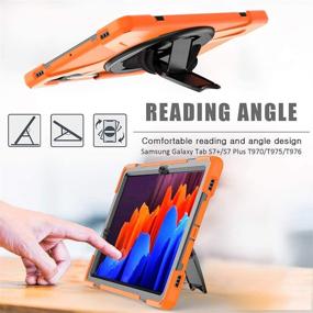 img 3 attached to 📱 ZenRich Galaxy Tab S7 Plus Case 12.4 inch 2020 - Orange | S Pen Holder, Screen Protector, Stand, Hand Strap & Shoulder Belt Included