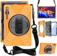 📱 zenrich galaxy tab s7 plus case 12.4 inch 2020 - orange | s pen holder, screen protector, stand, hand strap & shoulder belt included logo