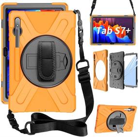 img 4 attached to 📱 ZenRich Galaxy Tab S7 Plus Case 12.4 inch 2020 - Orange | S Pen Holder, Screen Protector, Stand, Hand Strap & Shoulder Belt Included