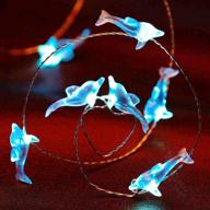 🐬 nautical dolphin string twinkle fairy lights - 10ft silver wire, 40 led battery operated with remote control - perfect for festive weddings, birthdays, and home decorations логотип