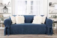 🛋️ denim blue classic slipcovers one piece sofa slipcover logo