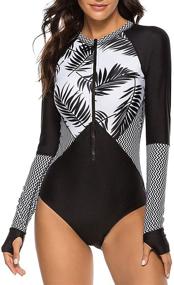 img 1 attached to Runtlly Swimsuits Protection Swimsuit Blackwhite Women's Clothing