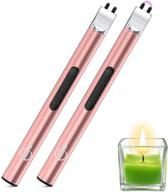 🕯️ ilumin premium electric candle lighter 2 pack: usb rechargeable with power indicator & switch for wind resistant flameless grilling, plasma multipurpose long lighter for bbq logo