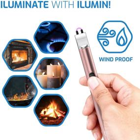 img 2 attached to 🕯️ Ilumin Premium Electric Candle Lighter 2 Pack: USB Rechargeable with Power Indicator & Switch for Wind Resistant Flameless Grilling, Plasma Multipurpose Long Lighter for BBQ