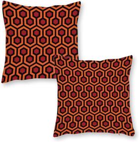 img 4 attached to Marbletice Throw Pillow Covers: The Shining Overlook Hotel Carpet Design - Set of 2, 18x18 Inches - Modern Decorative Cushion Covers for Sofa Couch Bed