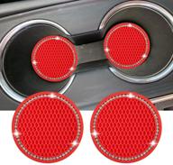 set of 2 dalimo 2.75 inch car cup holder mat pads 🚗 - auto drink coaster inserts for car truck suv, red - car interior accessories logo