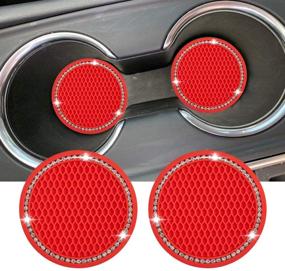 img 4 attached to Set of 2 Dalimo 2.75 Inch Car Cup Holder Mat Pads 🚗 - Auto Drink Coaster Inserts for Car Truck SUV, Red - Car Interior Accessories