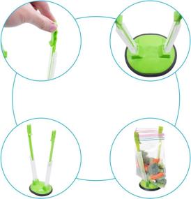 img 1 attached to 🔍 Convenient Hands-free Baggy Rack: Plastic Bag Holder Stand for Freezer Meals, Food Prep & Storage | Set of 4