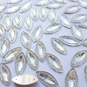 img 1 attached to 🌟 Flat Back Navette Marquise Rhinestones for Sewing - Superior Material