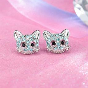 img 2 attached to 😺 Hypoallergenic Cat Stud Earrings: Adorable Kitty Cubic Zirconia Jewelry for Girls and Daughters - Shonyin