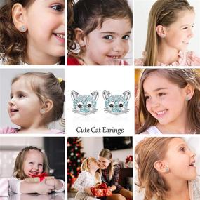 img 3 attached to 😺 Hypoallergenic Cat Stud Earrings: Adorable Kitty Cubic Zirconia Jewelry for Girls and Daughters - Shonyin