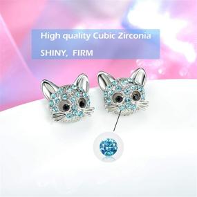 img 1 attached to 😺 Hypoallergenic Cat Stud Earrings: Adorable Kitty Cubic Zirconia Jewelry for Girls and Daughters - Shonyin