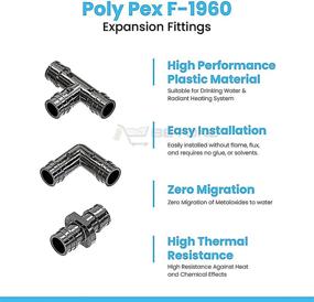 img 2 attached to 🚰 Pack of 30 Poly Pex-A Expansion Fittings F-1960 1/2" Combo Set: Tees T (10pcs), Elbows (10pcs), Couplings (10pcs) - Lead Free Plastic Fittings for Plumbing with Pex-A Pipe