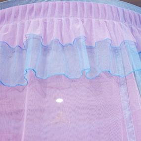 img 1 attached to 🛏️ Mengersi Bed Canopy Mosquito Net - Princess Elegant Lace Round Sheer Mesh Bed Curtains - Princess Dome Bedding Net for Twin Full Queen King Size (Pink/Blue)