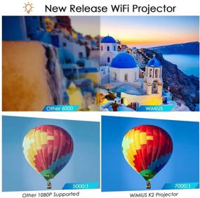 img 2 attached to 🎥 Проектор WiMiUS K2 Mini: Естественное разрешение 1080P и поддержка 4K, WiFi и Bluetooth-передатчик, совместимость с смартфонами и ПК, увеличение изображения до 300 дюймов.