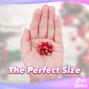 img 1 attached to 🎁 Zoe Deco Mini Star Bows for Gift Wrapping and Presents (Red, 100 Pack) - 1.25 inch, Self-Adhesive & Shiny Metallic Christmas Bows for Small Gift Toppers or Decorations