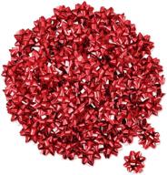 🎁 zoe deco mini star bows for gift wrapping and presents (red, 100 pack) - 1.25 inch, self-adhesive & shiny metallic christmas bows for small gift toppers or decorations logo