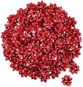 img 4 attached to 🎁 Zoe Deco Mini Star Bows for Gift Wrapping and Presents (Red, 100 Pack) - 1.25 inch, Self-Adhesive & Shiny Metallic Christmas Bows for Small Gift Toppers or Decorations