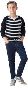 img 2 attached to 👖 LEO&LILY Boys Husky Rib Waist Navy Jeans: Stretch Denim Pants LLB636