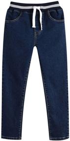 img 1 attached to 👖 LEO&LILY Boys Husky Rib Waist Navy Jeans: Stretch Denim Pants LLB636