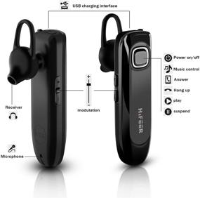 img 3 attached to «📱 Беспроводная гарнитура Bluetooth для мобильного телефона, Bluetooth V5.0, наушники для iPhone, Android, Samsung, IPX5 защита от воды, 16 часов разговорного времени, гарнитура с шумоподавляющим микрофоном для прослушивания на улице или в бизнесе»