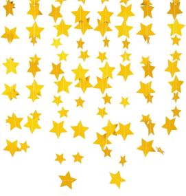 img 4 attached to 🌟 ZOOYOO Gold Star Glitter Paper Garlands Hanging Banner for Party Decorations, Pack of 4