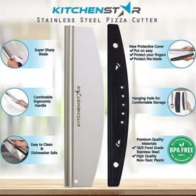 img 2 attached to 🍕 KitchenStar 12-Inch Pizza Cutter - Sharp Stainless Steel Slicer Knife with Blade Cover - Rocker Style for Perfect Portioning and Slicing - Dishwasher Safe - Premium Pizza Oven Accessory