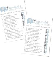 🐘 elephant mommy or daddy game cards for boys baby shower - royal jungle animal theme supplies blue and grey (25 pack) - printed 5 x 7 inch логотип