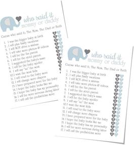 img 4 attached to 🐘 Elephant Mommy or Daddy Game Cards for Boys Baby Shower - Royal Jungle Animal Theme Supplies Blue and Grey (25 Pack) - Printed 5 x 7 Inch