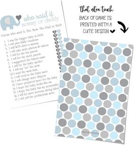 img 1 attached to 🐘 Elephant Mommy or Daddy Game Cards for Boys Baby Shower - Royal Jungle Animal Theme Supplies Blue and Grey (25 Pack) - Printed 5 x 7 Inch