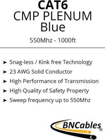 img 1 attached to 🔵 High-Performance 1000ft Blue CAT6 Plenum Cable - 550MHZ, 23AWG 4Pair, Solid UTP Network Cable in Multi-Color Options