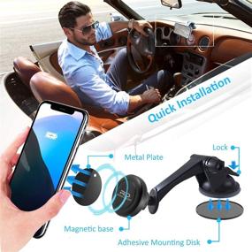 img 1 attached to 📱 Randconcept - New Version Magnetic Phone Car Mount: Universal Holder for Dashboard & Windshield with 3 inch Heavy Duty Suction Cup, 360 Rotation Strong Magnets - Fits All Cell Phones