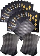 🃏 kxlody 2 decks black foil 24k waterproof poker cards - high-definition, three dimensional square design for magic party game and kids deck логотип