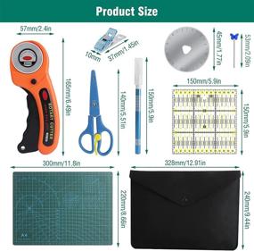 img 3 attached to Полный комплект для резака Rotary 96 штук для рукоделия: резак для ткани 45 мм с 5 лезвиями, режущая коврик, пэчворк-линейка, резец, ножницы и многое другое!