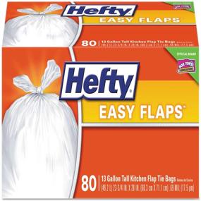 img 1 attached to 🗑️ Convenient Easy Flaps Tall-Kitchen Trash Bags, 13 Gallons, 0.8 Mil, White, 80/Box