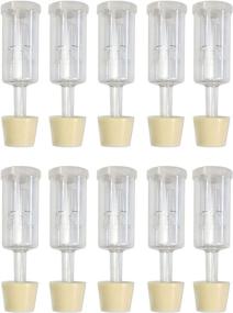 img 1 attached to 🍺 10 Pack of Three-Piece Airlocks and Drilled #6 Stoppers for Fermentation: Ideal for Beer Making, Wine Making, and Kombucha in Gallon Jugs