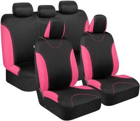 img 4 attached to 🌸 UltraSleek Pink Seat Covers for Women by BDK – Complete Full Set of Front and Rear Bench Car Seat Covers, Universal Fit for Car Auto Truck Van SUV