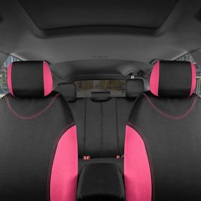 img 2 attached to 🌸 UltraSleek Pink Seat Covers for Women by BDK – Complete Full Set of Front and Rear Bench Car Seat Covers, Universal Fit for Car Auto Truck Van SUV