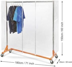 img 1 attached to 👗 Ruibo Clear Garment Rack Cover - Dustproof Clothes Rack Cover with 2 Sturdy Zippers & Waterproof Clothing Protector (L:71x20x60 inch)