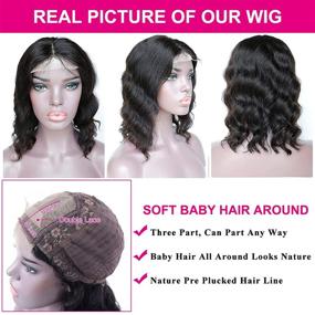 img 1 attached to Bob Wig Body Wave Lace Front Wig Human Hair | Brazilian Hair 12inch T Part Closure Wigs for Black Women Natural Color Pre Plucked with Baby Hair Short Wigs