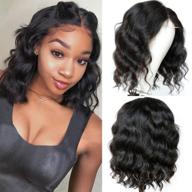 bob wig body wave lace front wig human hair | brazilian hair 12inch t part closure wigs for black women natural color pre plucked with baby hair short wigs logo