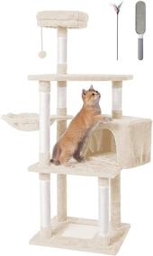 img 4 attached to 🐱 Pina Cat Tree: 51" Multi-Level Cat Tower for Indoor Cats with Hammock & Scratching Posts